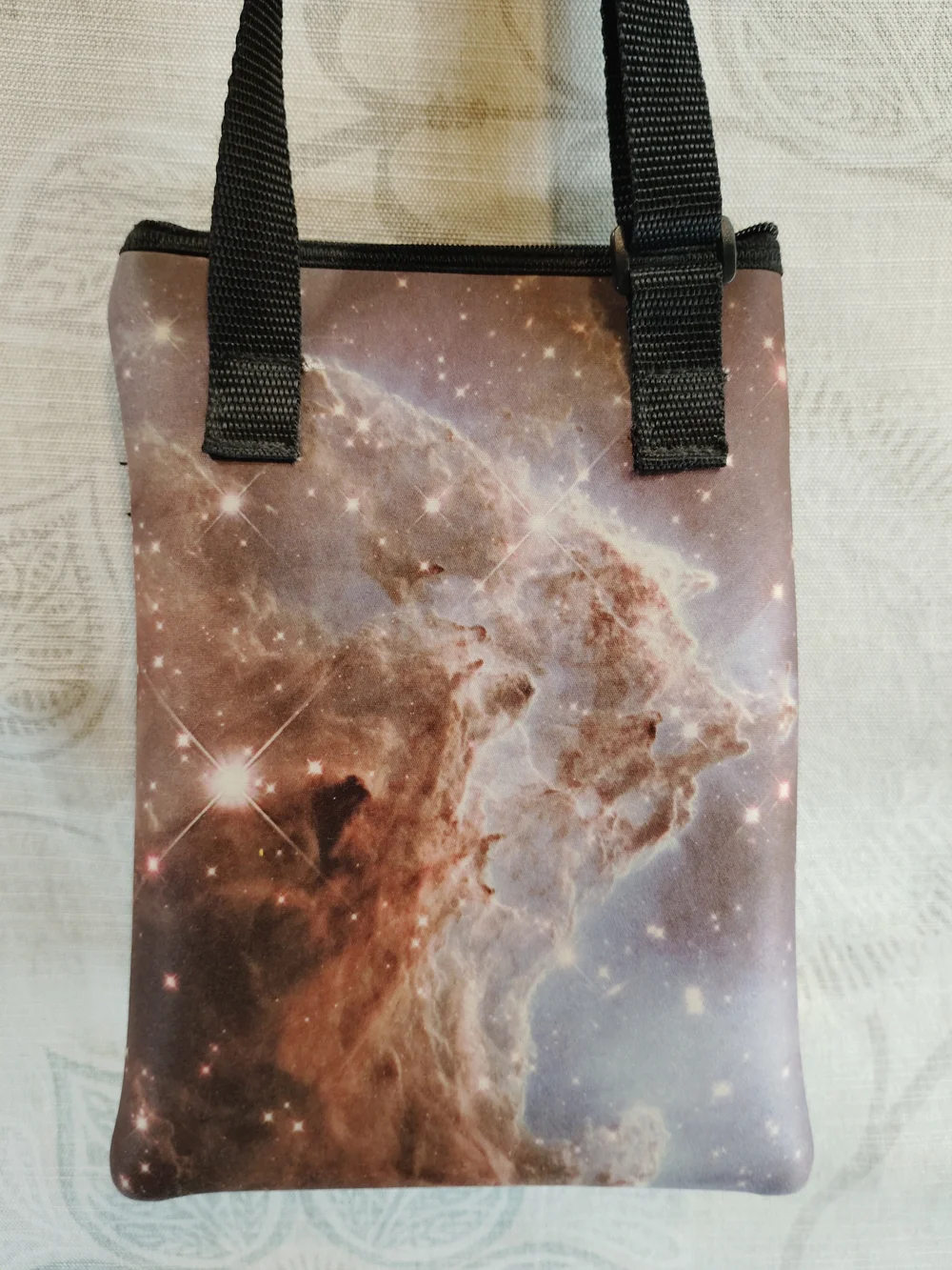 Galaxy Print Crossbody Bag - Brown/Beige